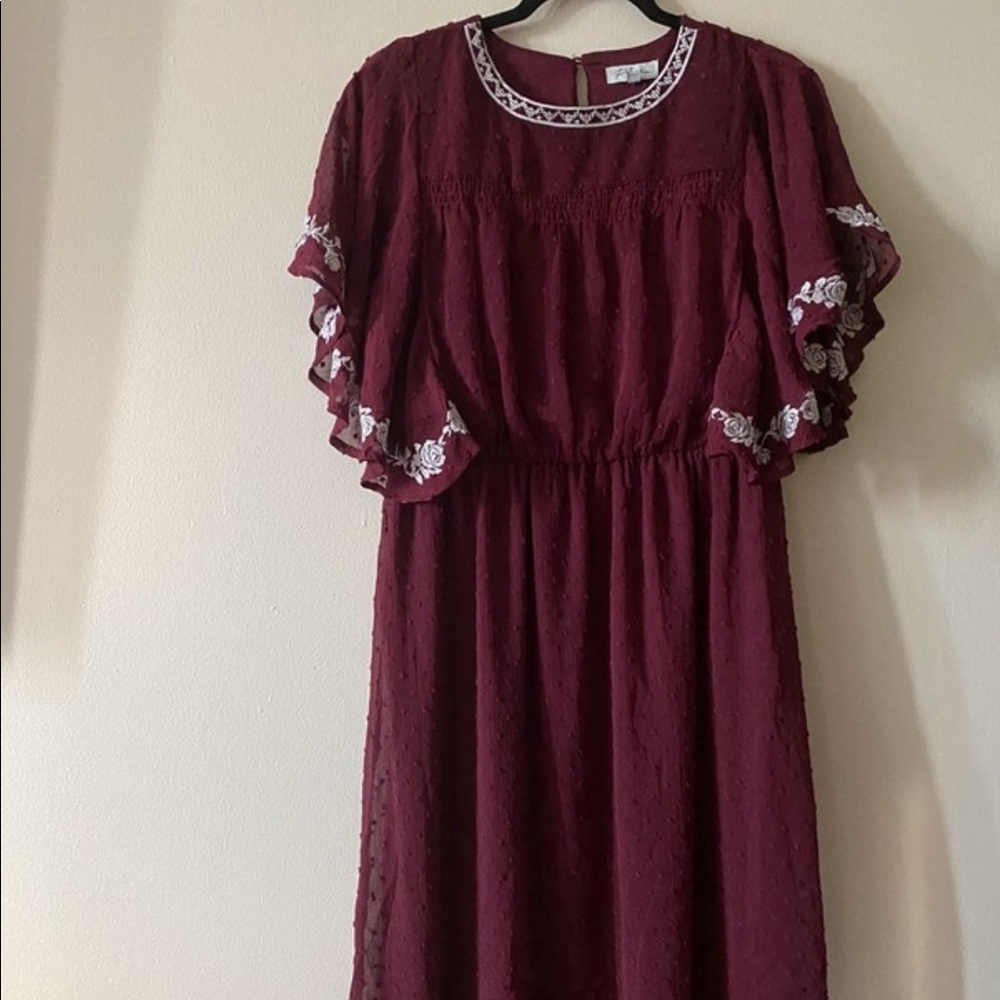 Boho burgundy dress